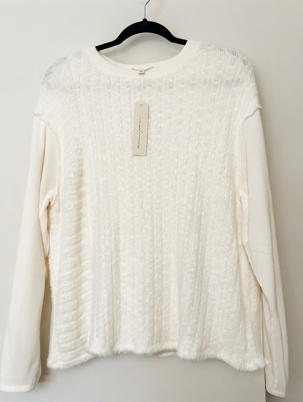 Love and Promises NWT Cream Textured Knit Long Sleeve Pullover Sweater XL
